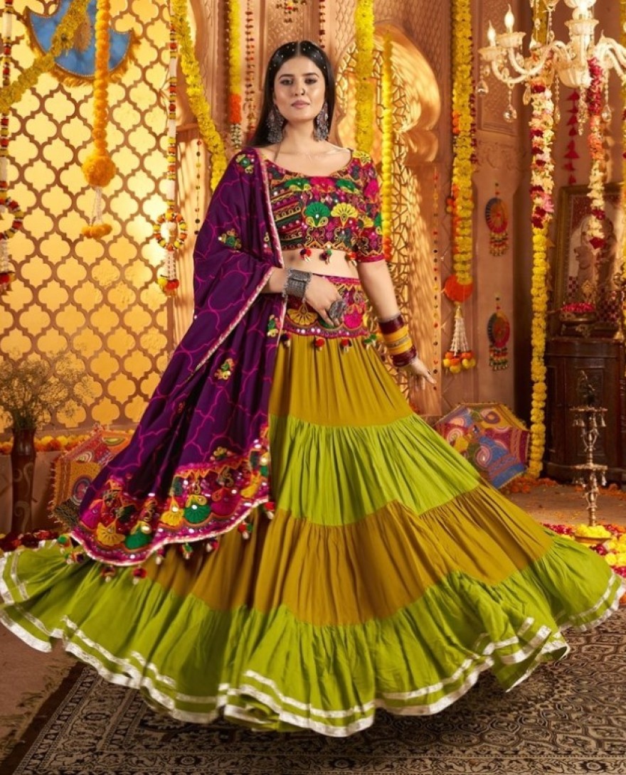11023 - Chic Multi-Color Mirror Work Navratri Special Lehenga Choli